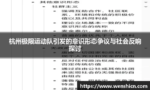 杭州极限运动队引发的意识形态争议与社会反响探讨